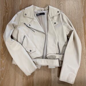 Zara Cream Leather Jacket